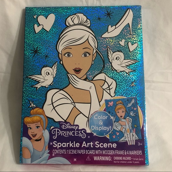 Disney Princess Sparkle Art Scene color & Display.3+ 12”L 9”W